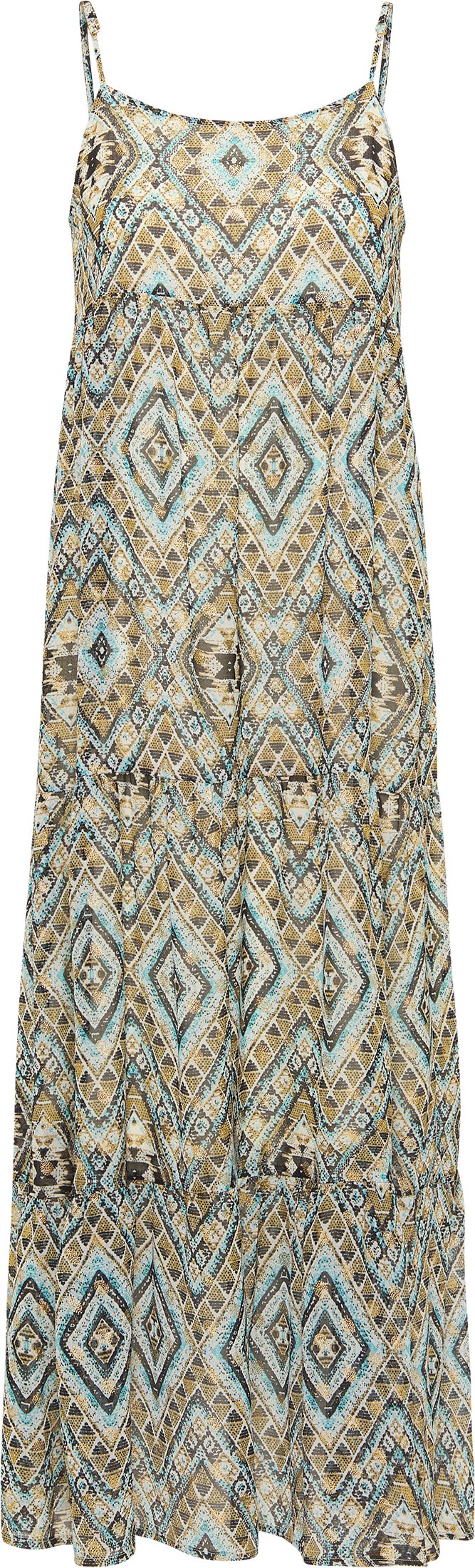 IZIA Maxikleid mit Spaghettiträgern Damen Blau Gold