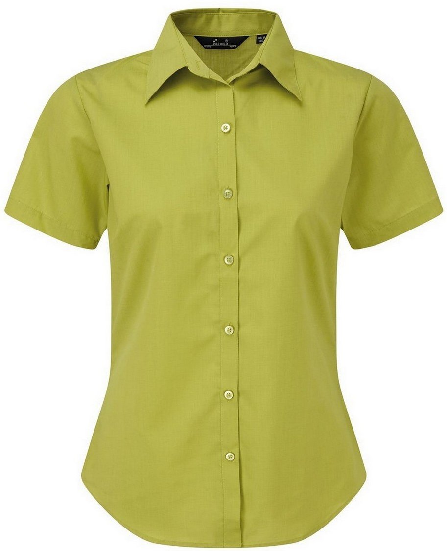 Premier Damen Kurzarm Popeline Bluse / Arbeitshemd (Limette)