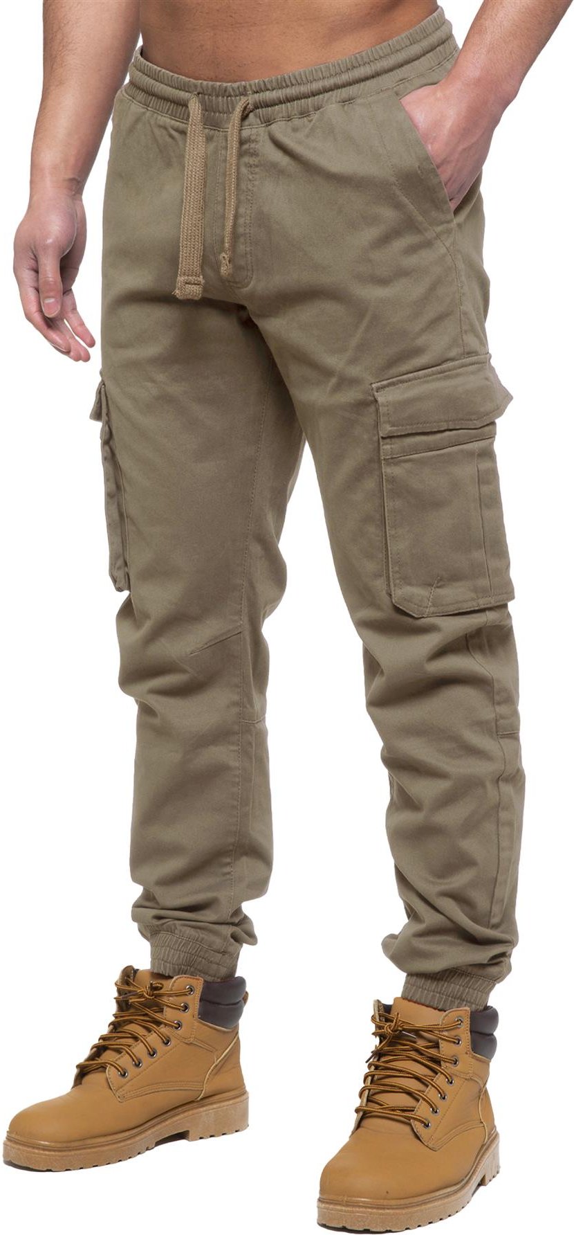 Enzo | Herren Cargo-Jogger-Jeans - Beige