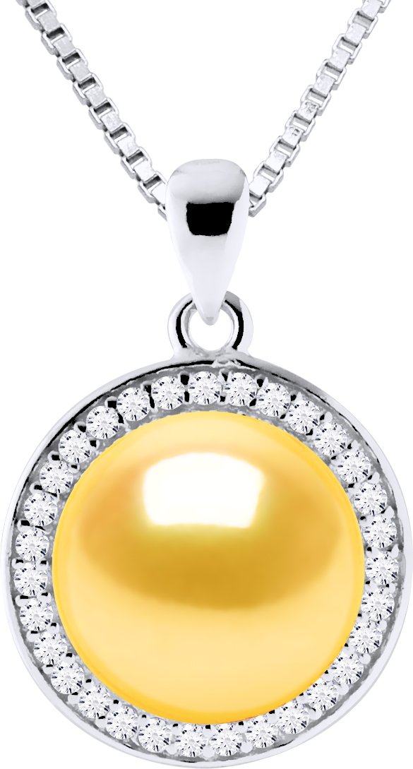 SUN Halskette Süßwasserperle 9-10mm Golden 925