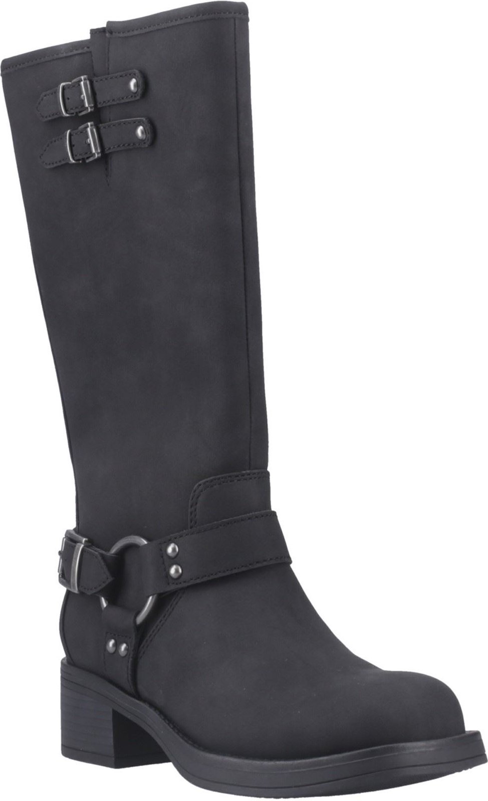 Rocket Dog Nash Kunstleder Damen schwarze kniehohe Stiefel mit Absatz
