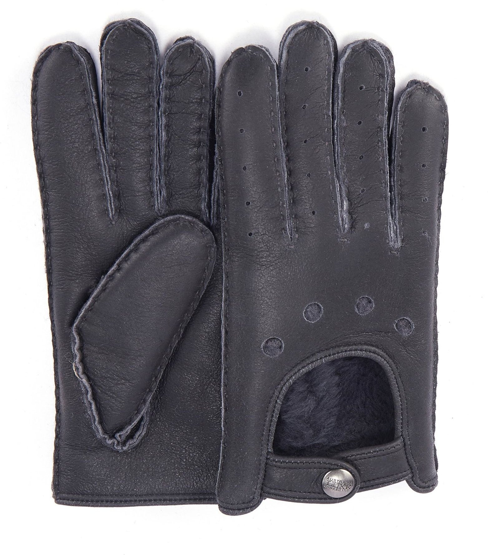 Motorradhandschuhe aus Leder, Graphit