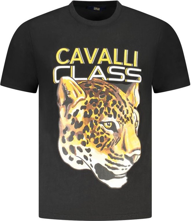 Cavalli Class Schwarzes Baumwoll T-Shirt für Herren
