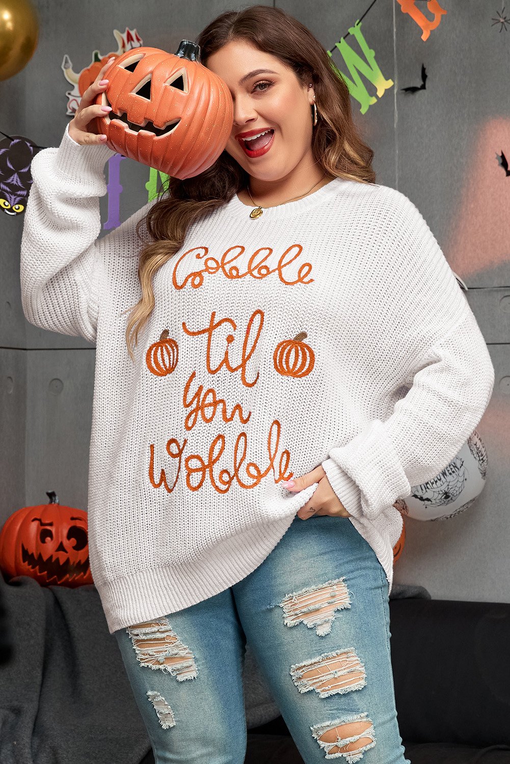 Plus-Size Gobble-Til-You-Wobble-Pullover