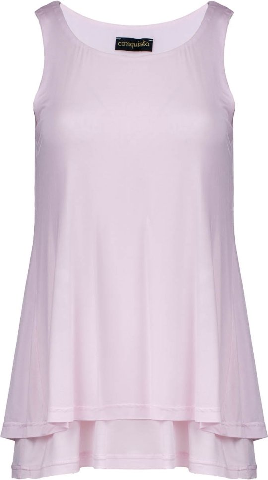 Zartrosa mehrlagiges Tunika-Oberteil in A-Linie mit Rückenschlitz