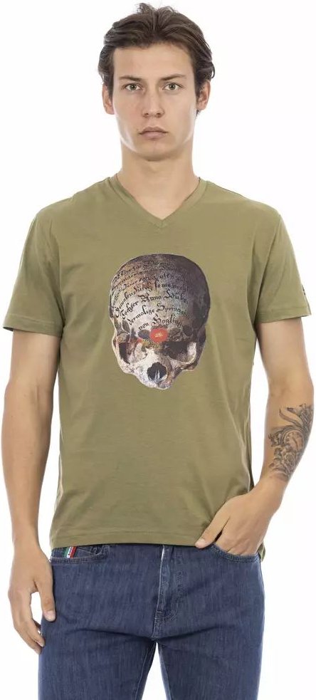 V-Ausschnitt Totenkopf Grafik T-Shirt