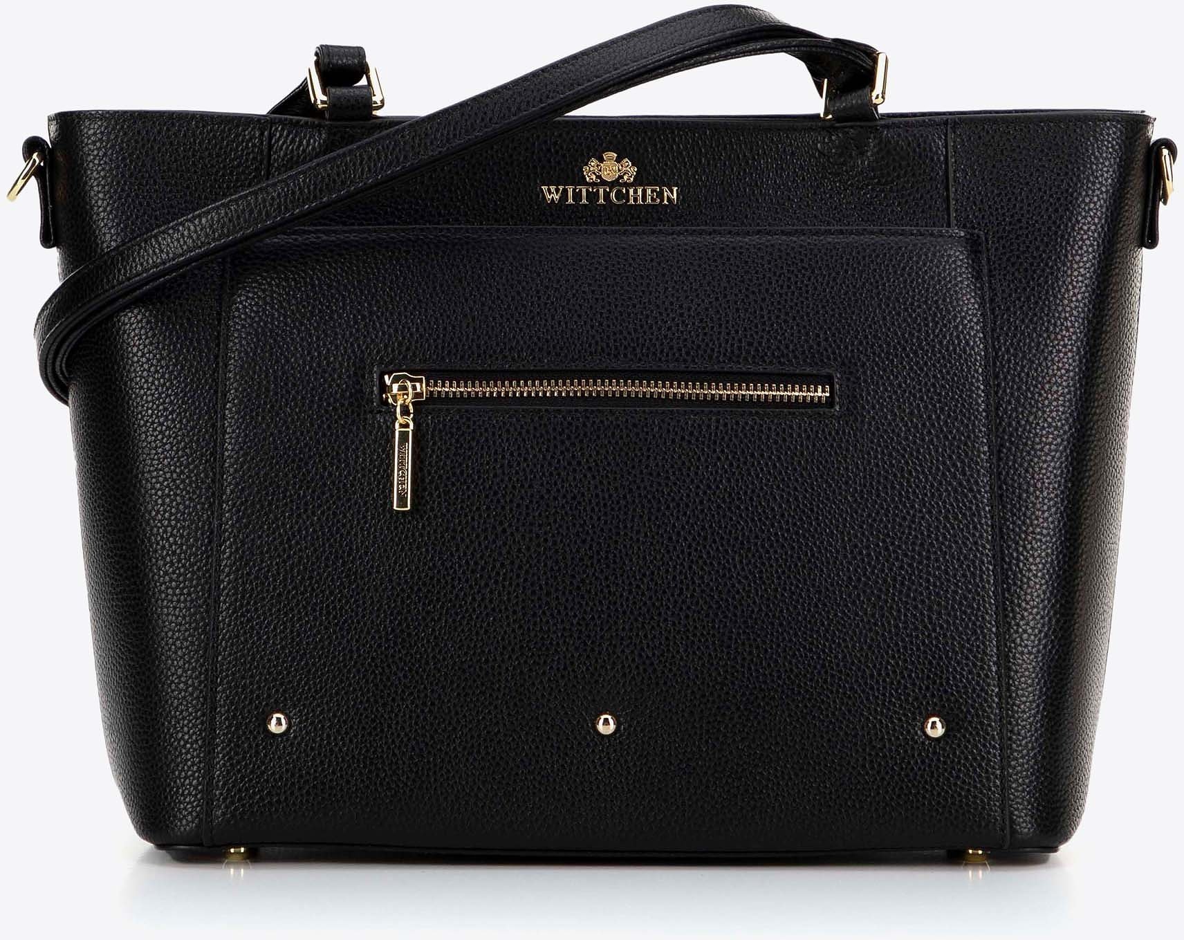 Wittchen Damen-Shopper-Tasche aus Leder mit Fächern, schwarz und gold