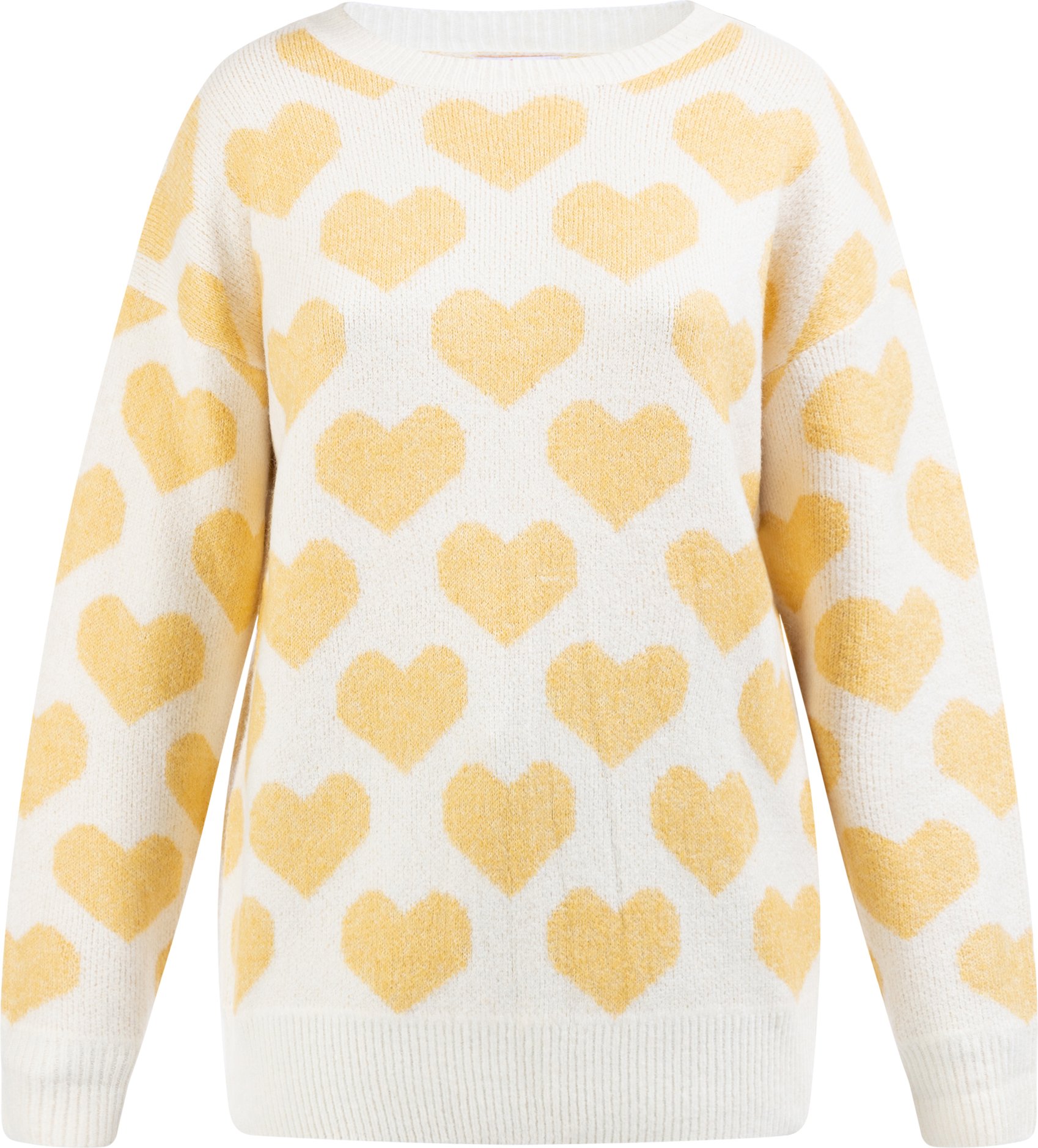 Mymo Strickpullover Damen Wollweiss Gelb