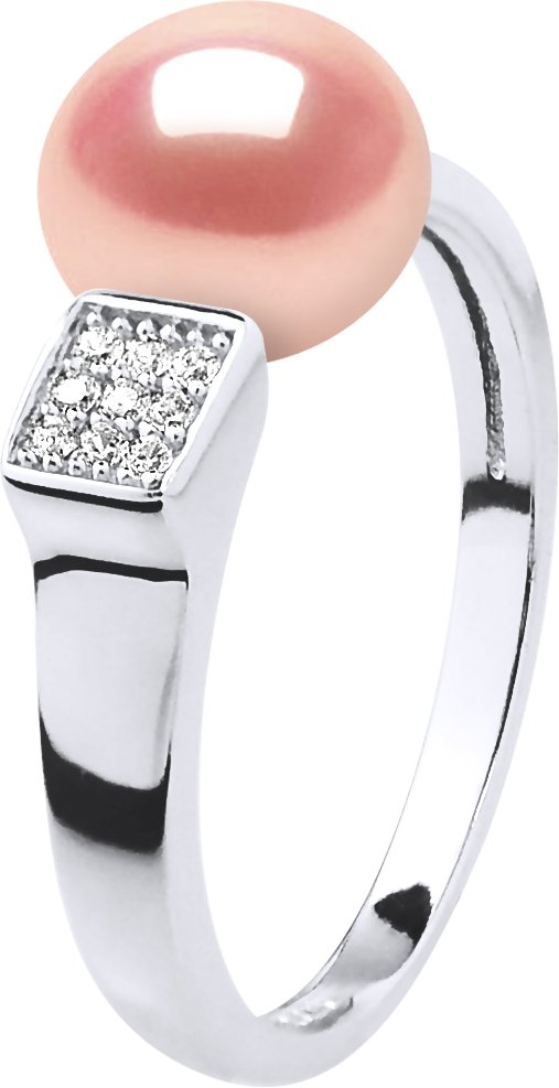 Ring Verstellbarer Süßwasserperlenschmuck 9-10 mm Rosa 925