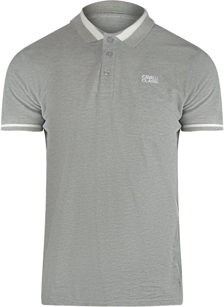 Cavalli Class - Graues Poloshirt Mit Auffälligem Streifenkragen