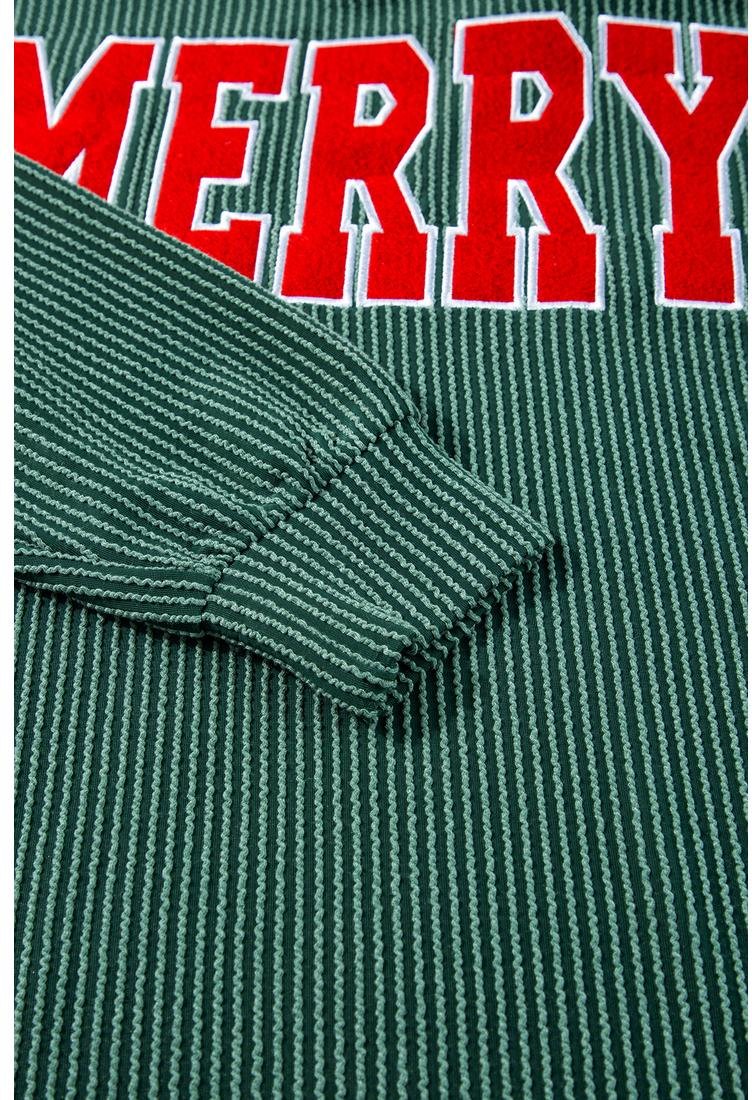 Thumbnail - Azura Exchange Evergreen Kordel MERRY Grafik Langarmoberteil und Shorts Set