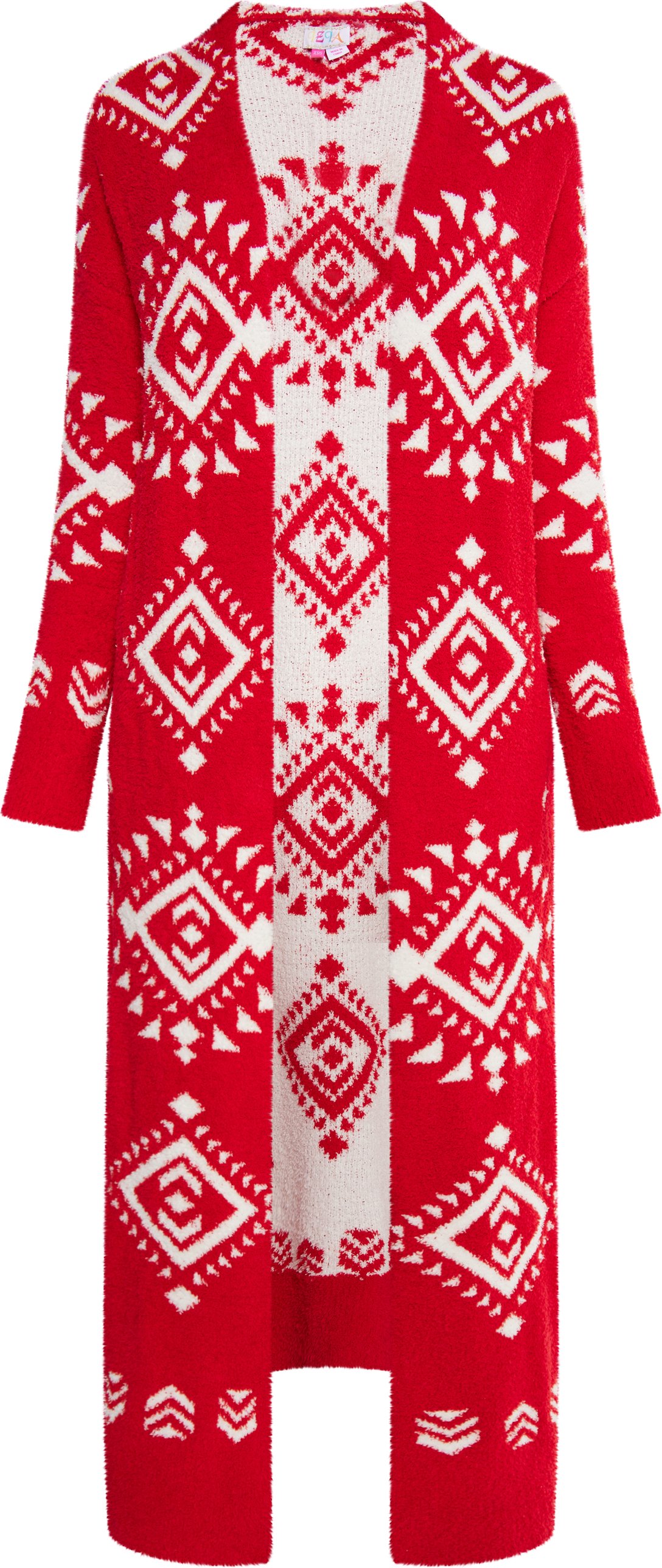 IZIA Langer Cardigan Damen rot weiss