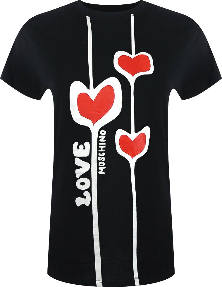 Schwarzes T-shirt Mit Herzmotiv Von Moschino Für Damen
