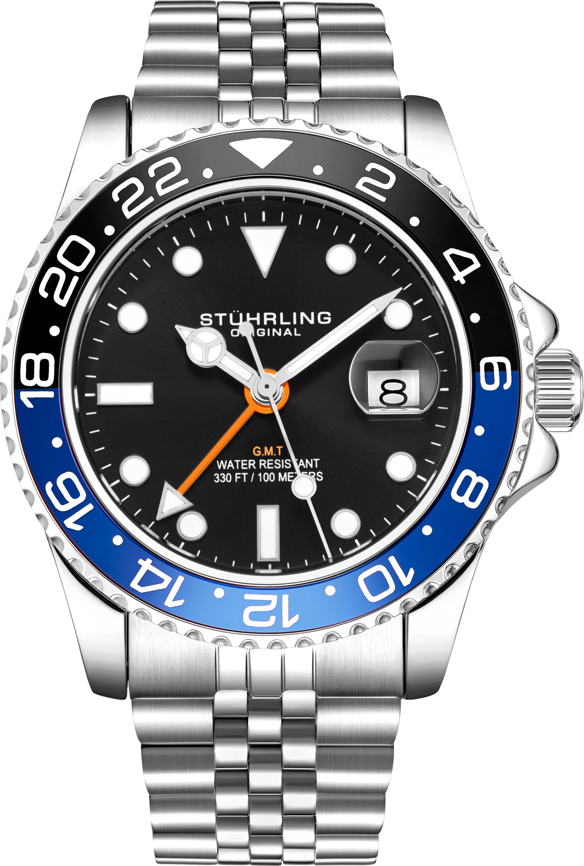 Schwarz und Blau Meridian GMT Quarz 42mm