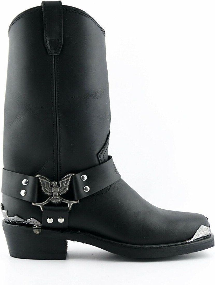 Schwarze Cowboy-Bikerstiefel für Herren von Grinders – Eagle Hi