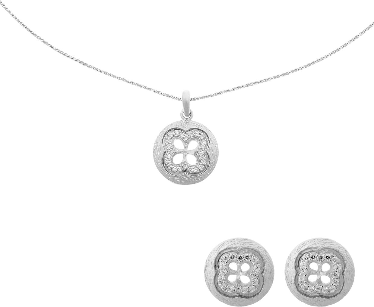 Orphelia Damen 925 Sterling Silber Set: Kettenanhänger + Ohrringe - Silber SET-5256