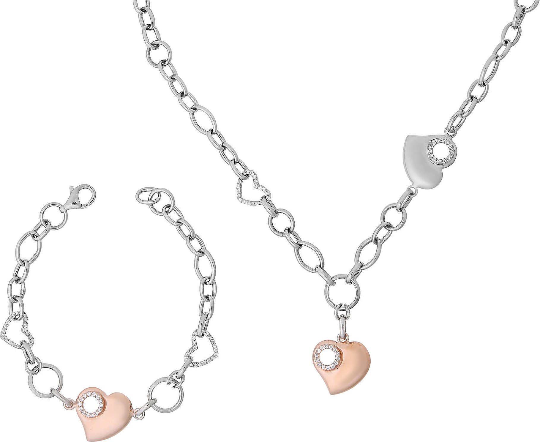 Orphelia Damen-Set aus 925er Sterlingsilber: Kette + Armband – Silber/Rosé SET-049