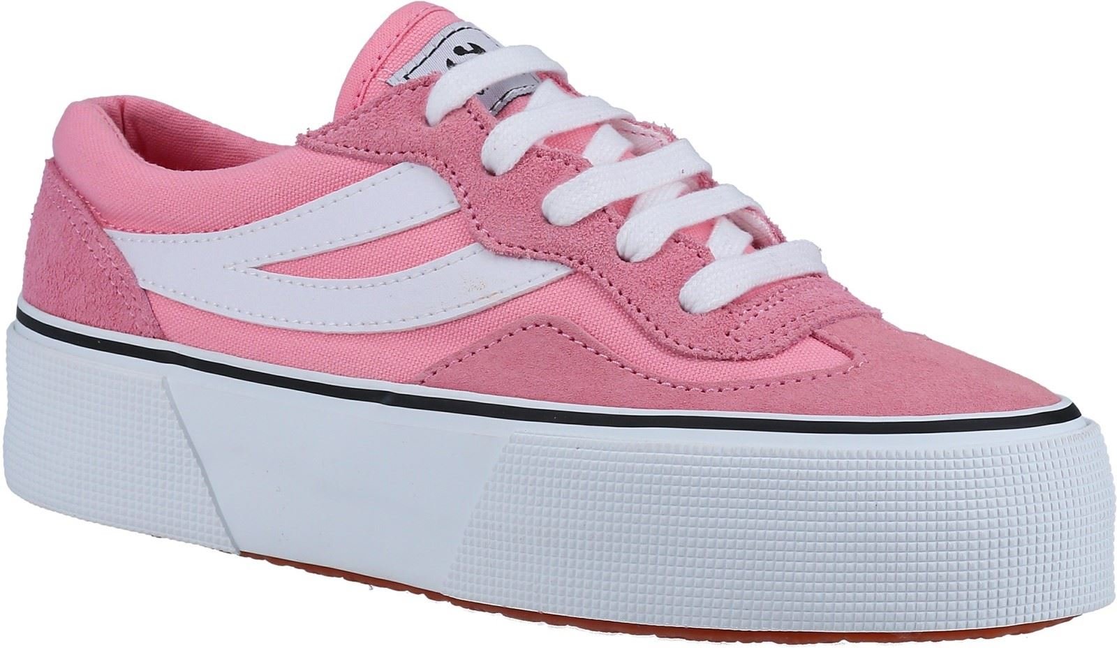 Superga 3041 Revolley Colorblock Platform Leder Damen Rosa/Weiß Turnschuhe