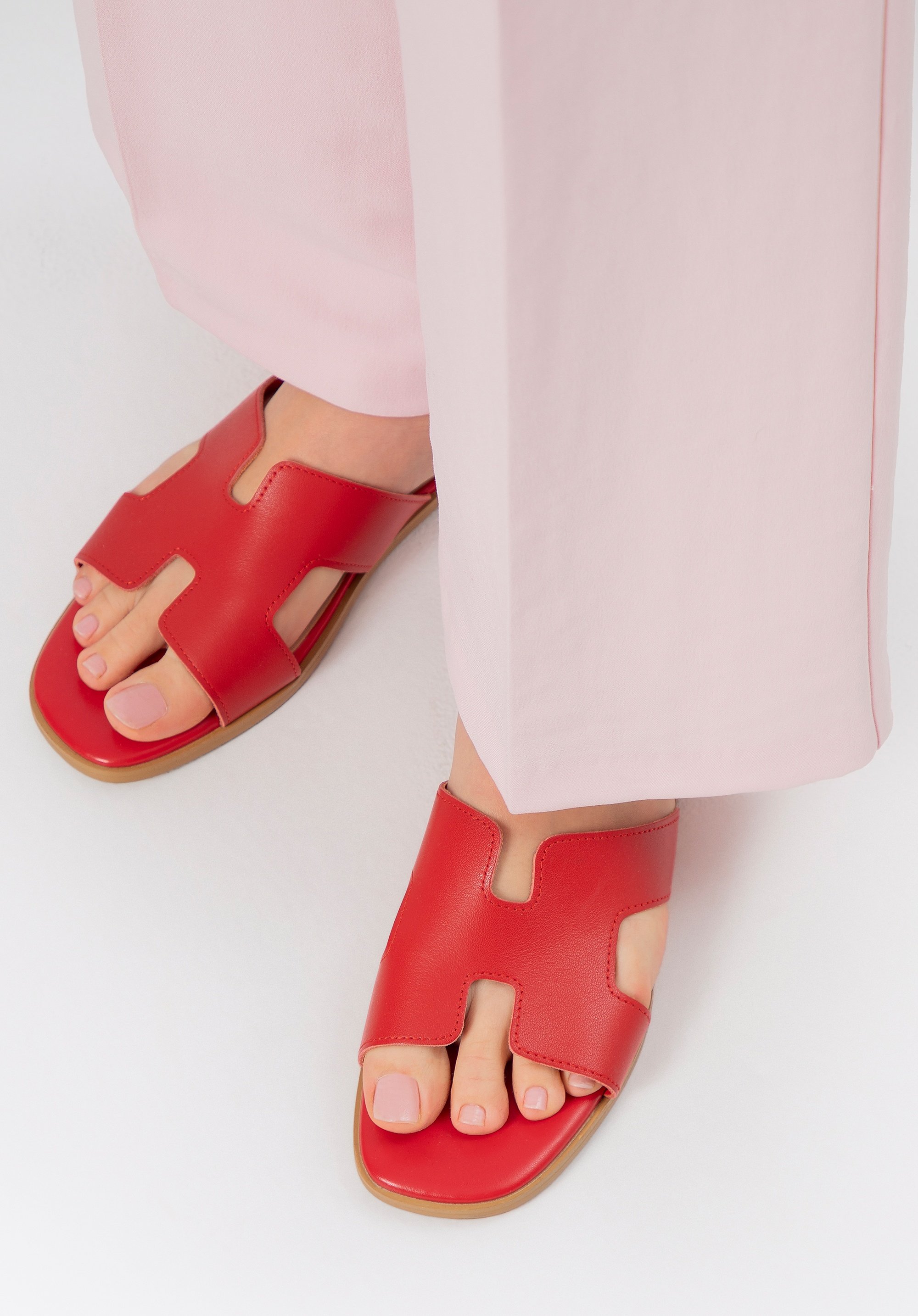 Wittchen Damen-Ledersandalen in H-Form, Rot, Naturleder