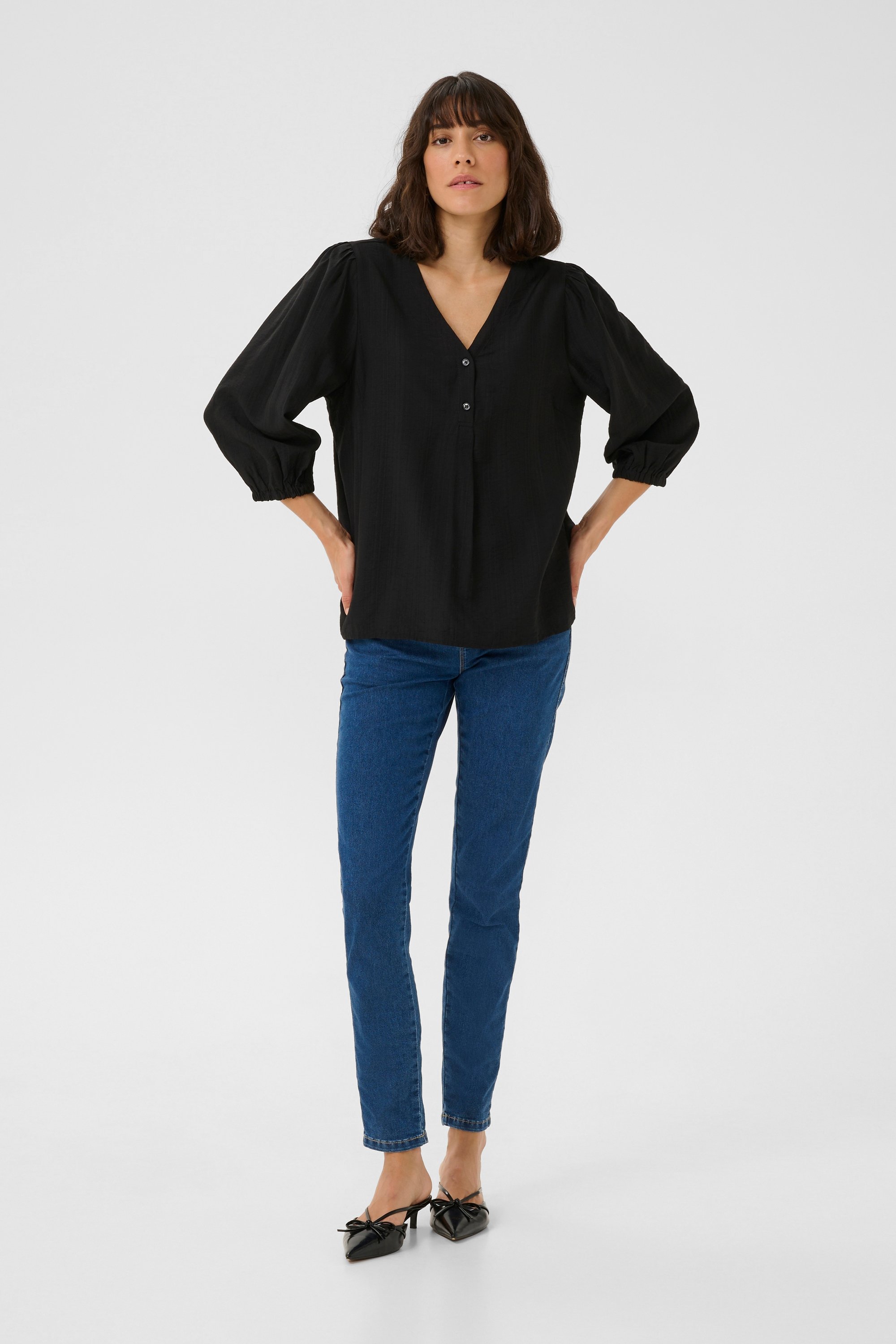 Langarm-Bluse Regular fit Black