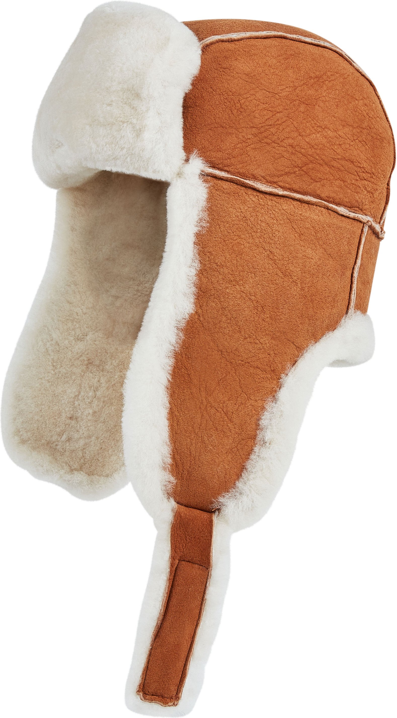 Hellbraune RAF-Fliegermütze aus Wildleder und Schaffell B-55 für Herren, warme Winter-Navigator-Mütze aus Leder