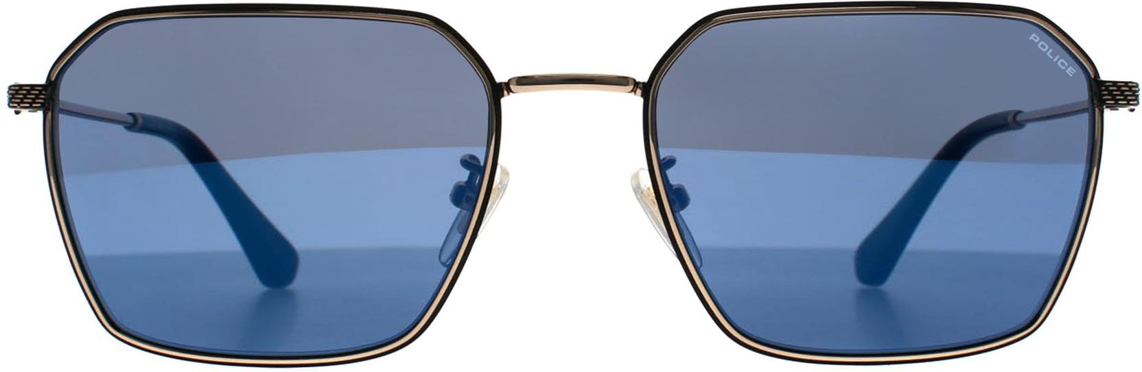 Police Square Mens Shiny Rose Gold Smoke Blue Mirror SPLL84 Octane 9