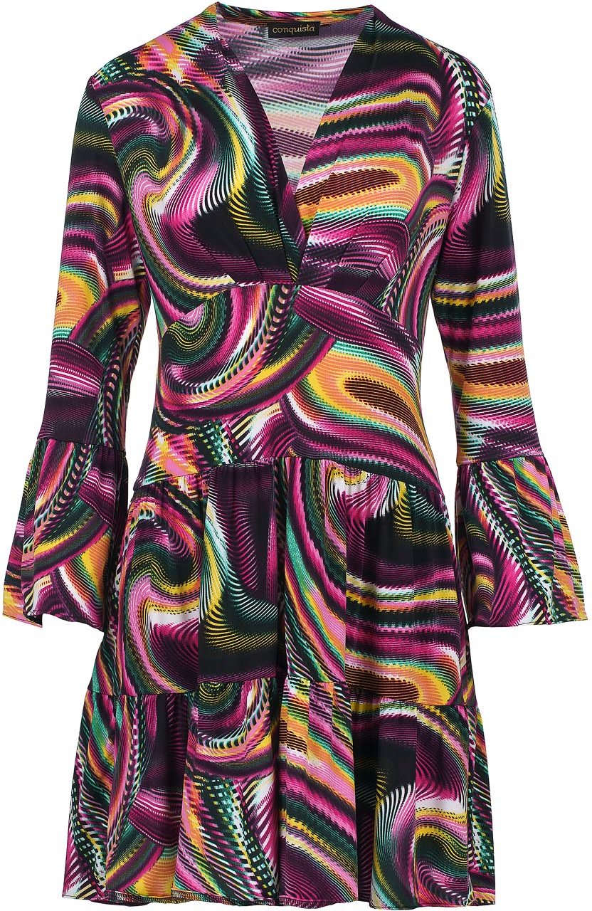 Print Maulbeer-Jersey-Stufenkleid