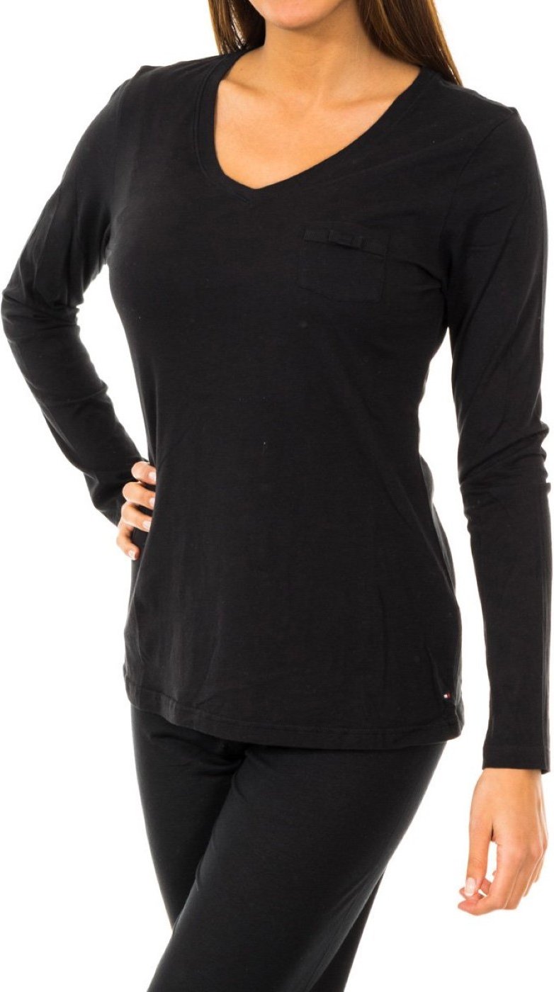 Langärmeliges T-Shirt mit V-Ausschnitt 1487903577 woman