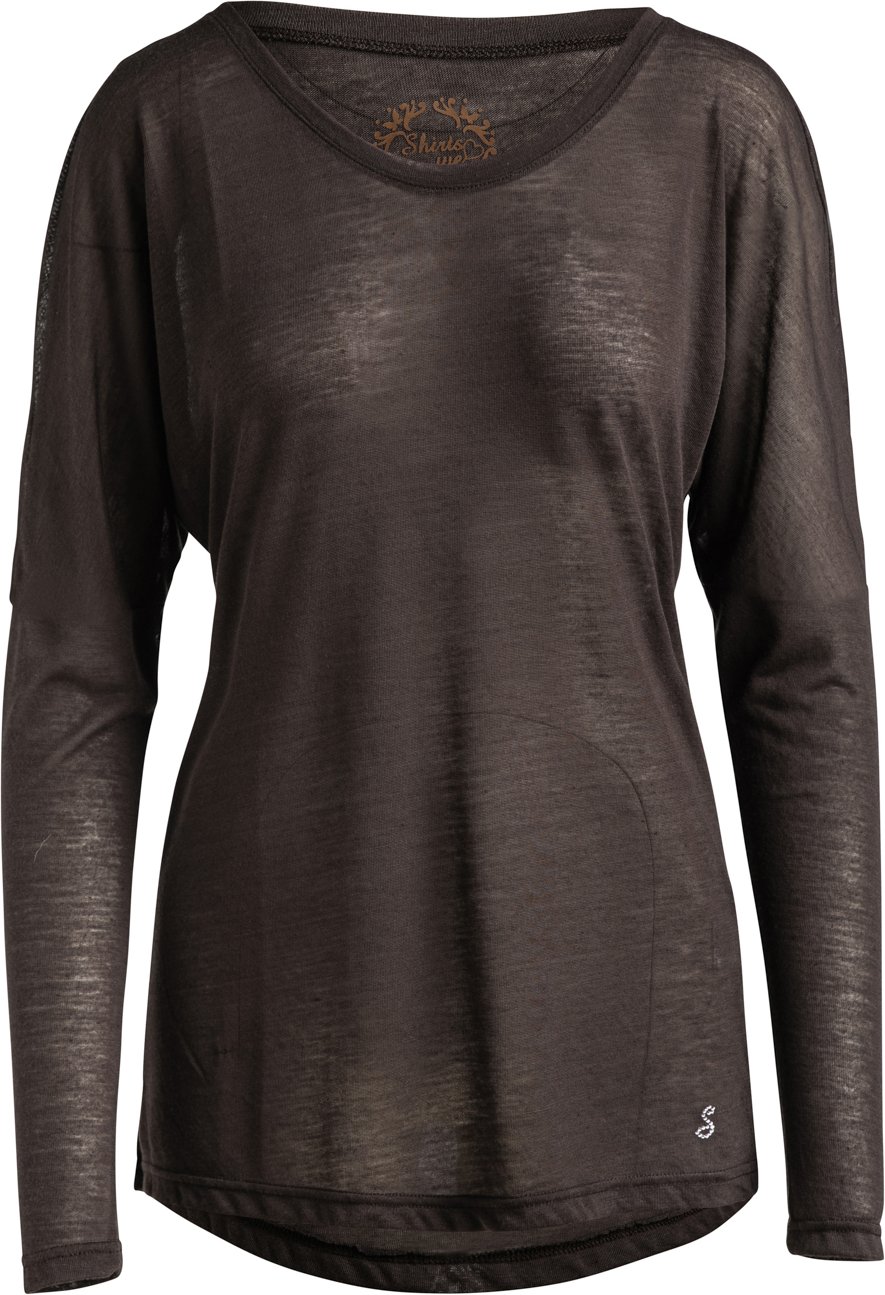 Braunes Stricktop mit langen Fledermausärmeln aus nachhaltigem Stretch-Jersey