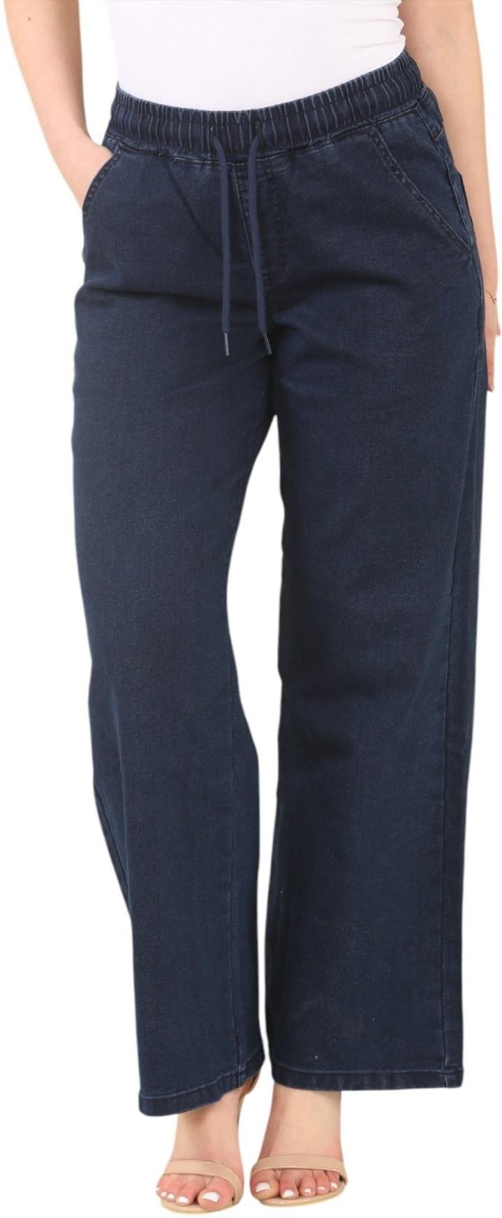 MYT Womens Elasticated High Waist Wide Leg Jeans in Dunkelblau