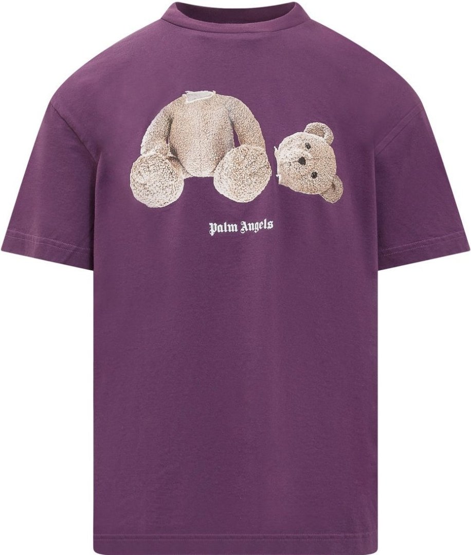 Lila T-Shirt mit Kill The Bear-Logo von Palm Angels
