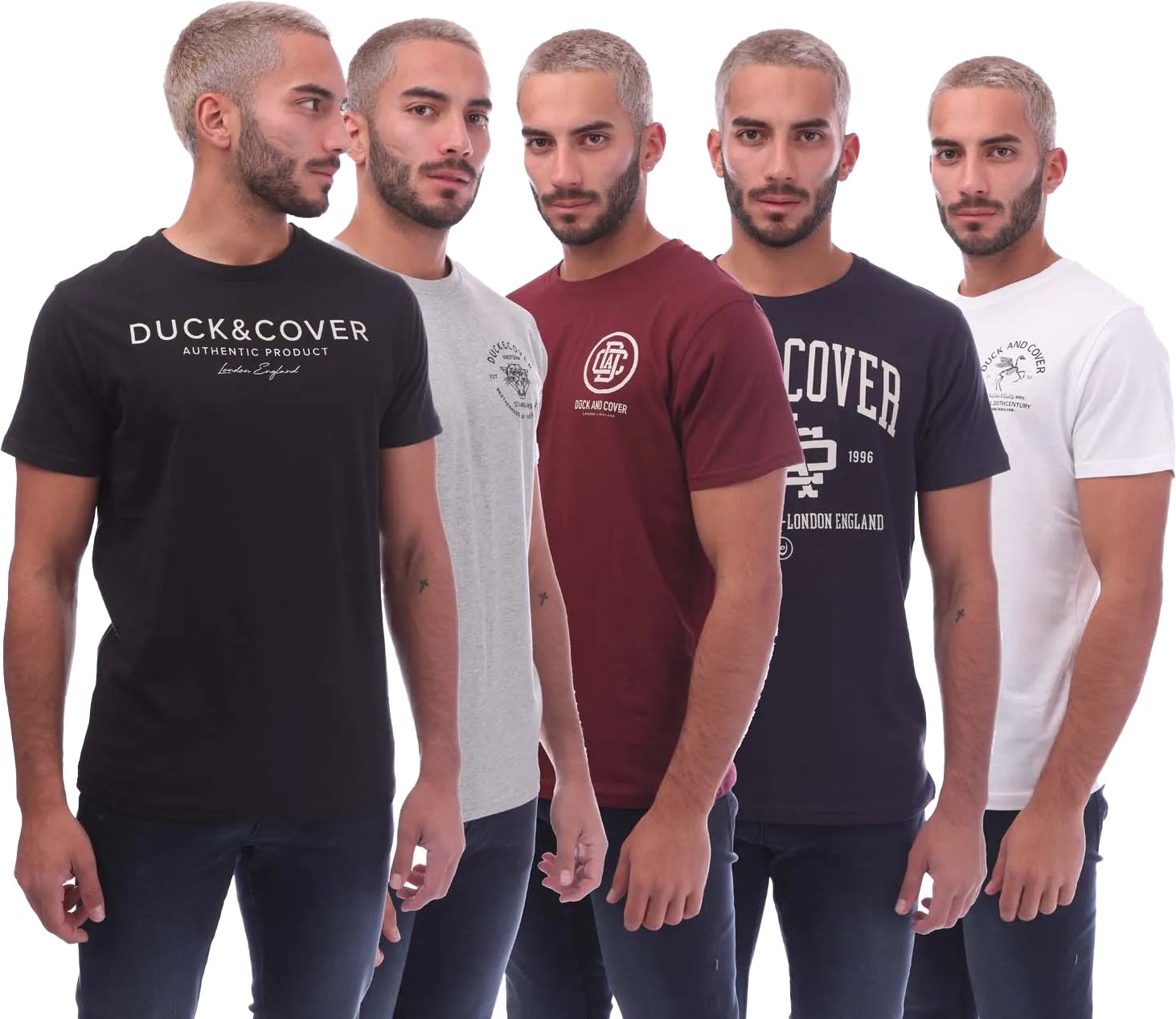 Duck and Cover - "Klapstar" T-Shirt für Herren(5er-Pack) (Bunt)