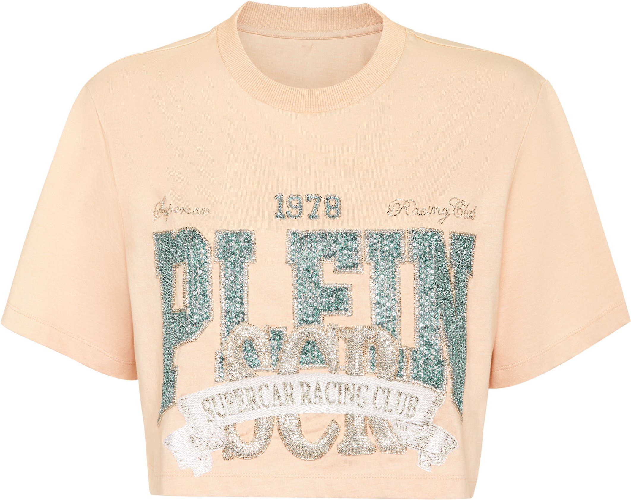 T-Shirt Round Neck Ss Crop Vintage Print