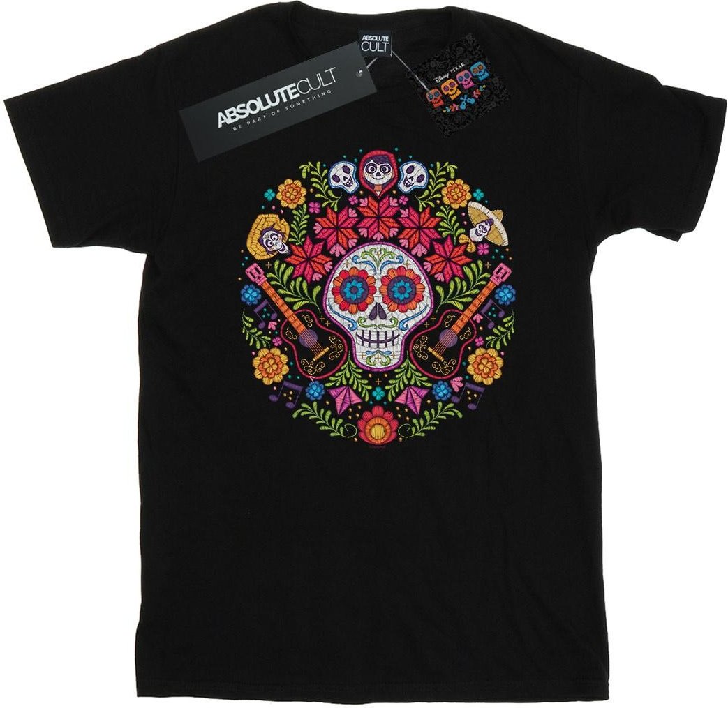 Disney - "Coco Embroidered Skull Print" T-Shirt für Damen (Schwarz)