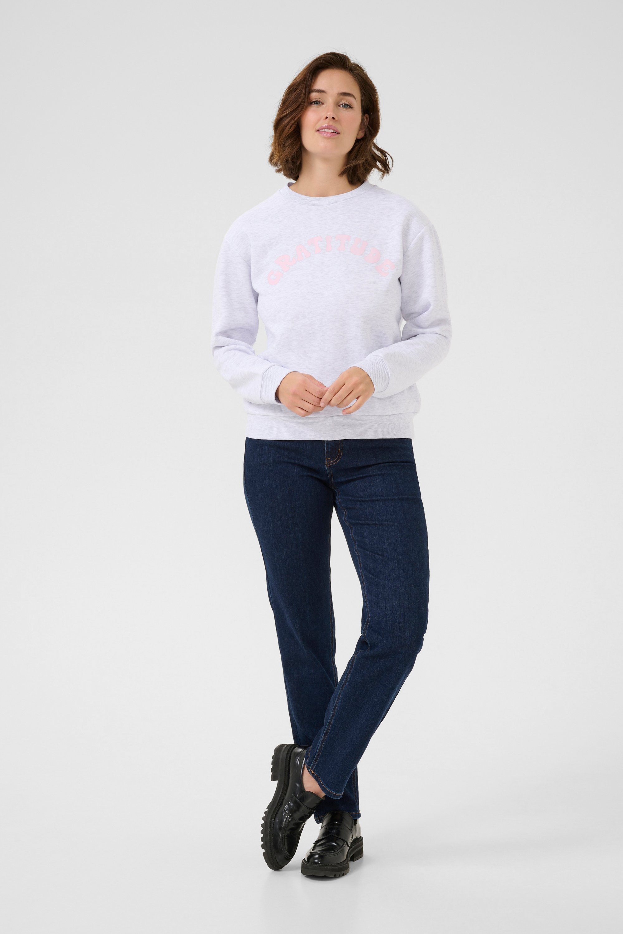 Sweatshirt Regular fit Light Grey Melange W. Text grey