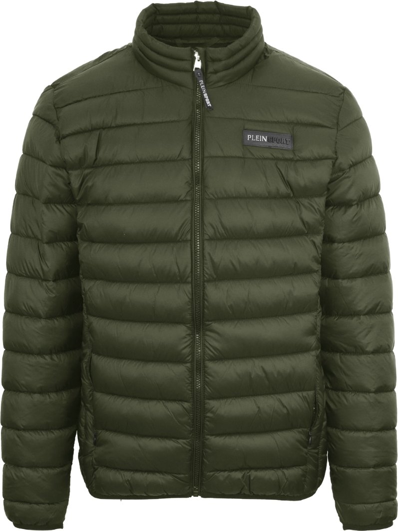 Plein Sport Patch Logo Dunne wattierte grune Jacke