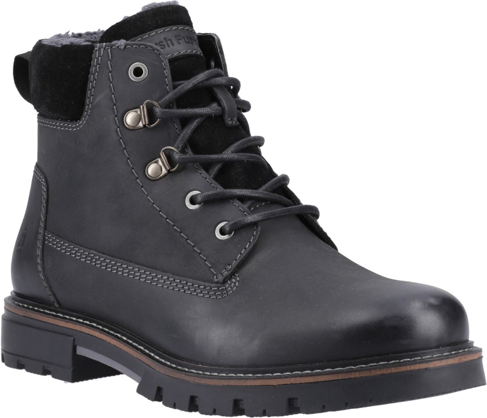 Hush Puppies Pier Herren Schwarze Leder Knöchelstiefel