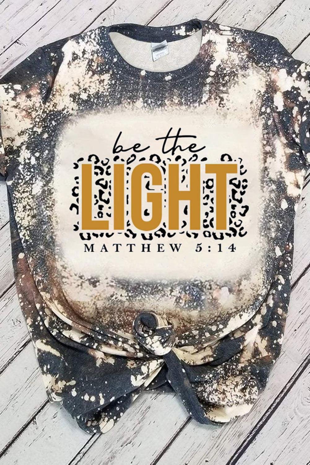 Mehrfarbiger Lichtbuchstaben Leopardenmuster Farbblock Kurzarm-Oberteil