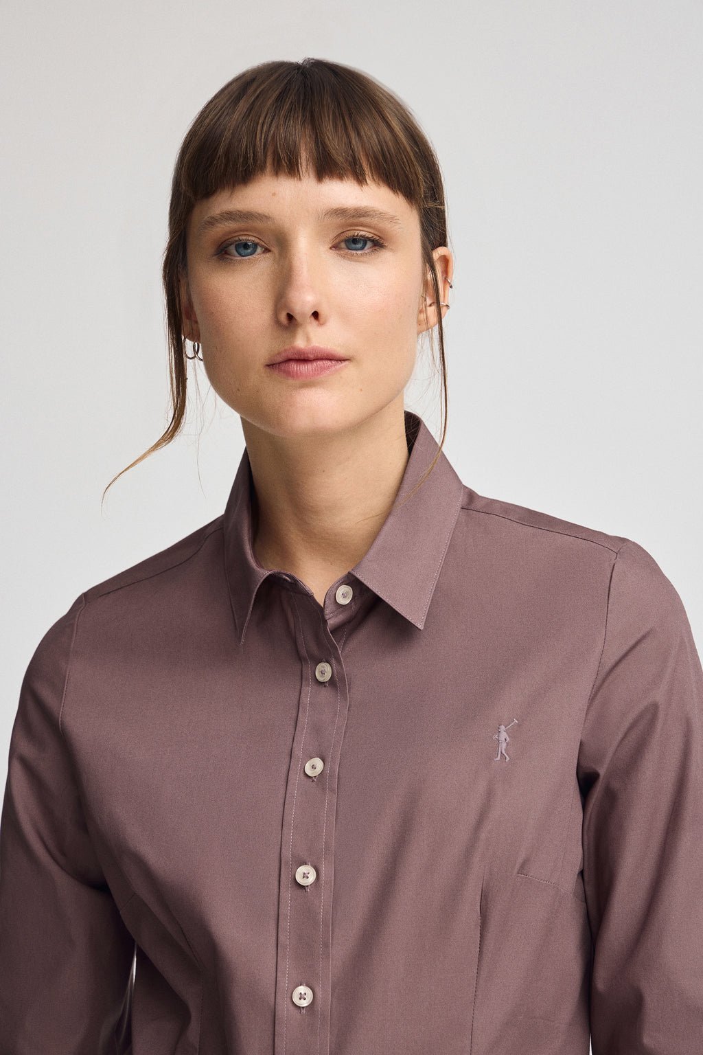 Hemd rosa taupe im Slim Fit mit Rigby Go-Logo