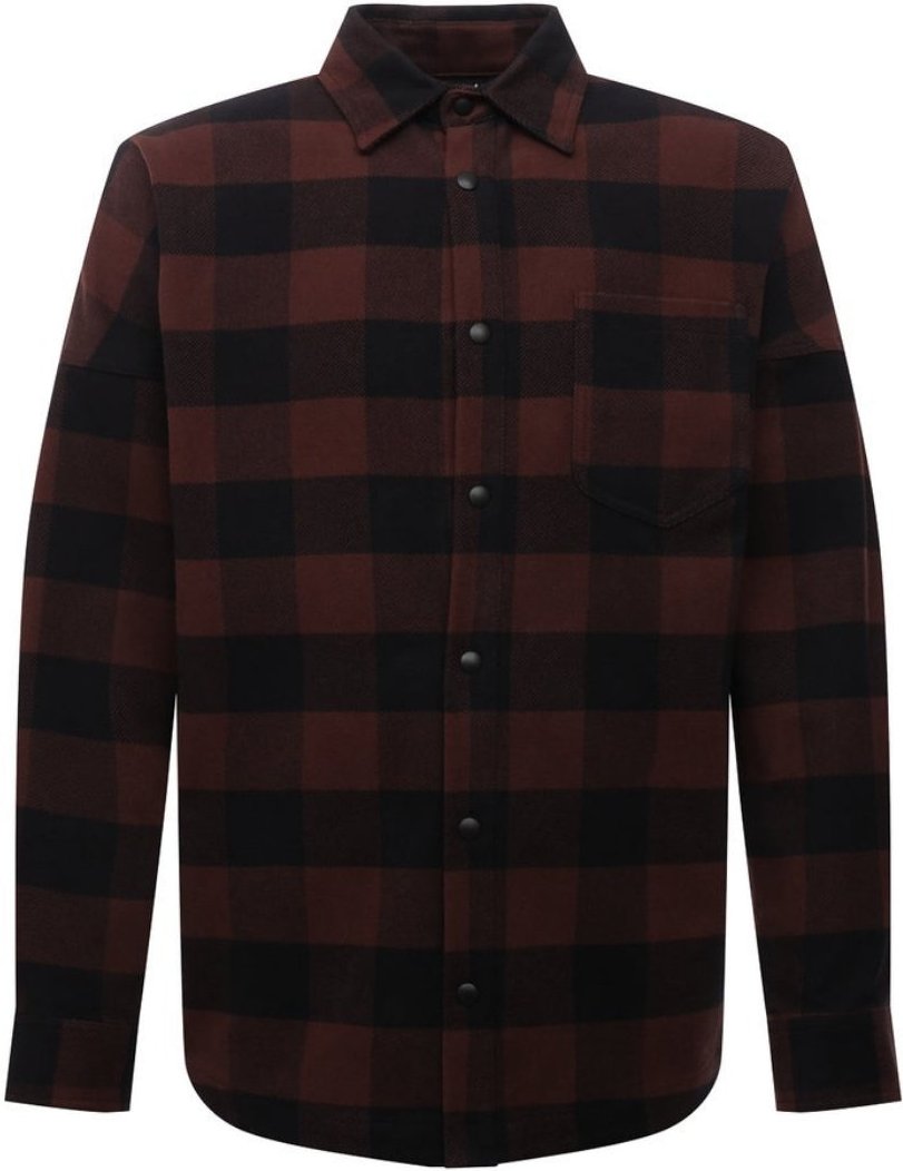 Braune Flanell-Overshirt-Jacke von Palm Angels mit klassischem Logo