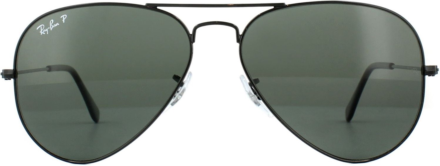 Ray-Ban Sonnenbrille Aviator 3025 Schwarz Grün Polarisiert 002/58 62mm