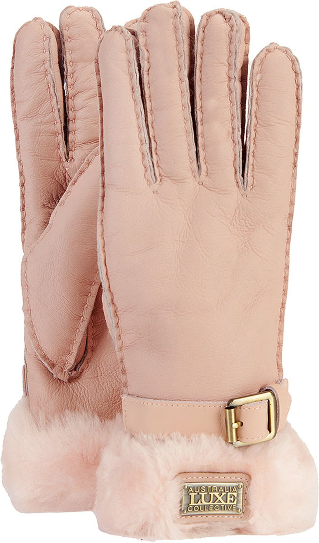 Stulpenhandschuhe aus Leder, zartrosa