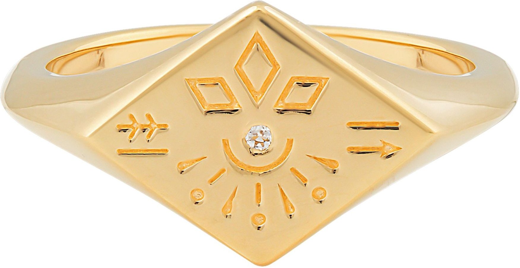 Thumbnail - cai Ring 925 Silber vergoldet Siegelring Raute Tattoo