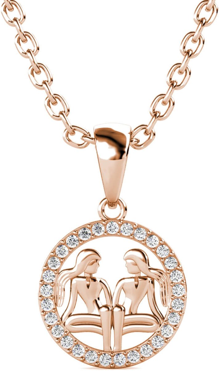 Zwillinge Sternzeichen Anhänger - Roségold und Kristall