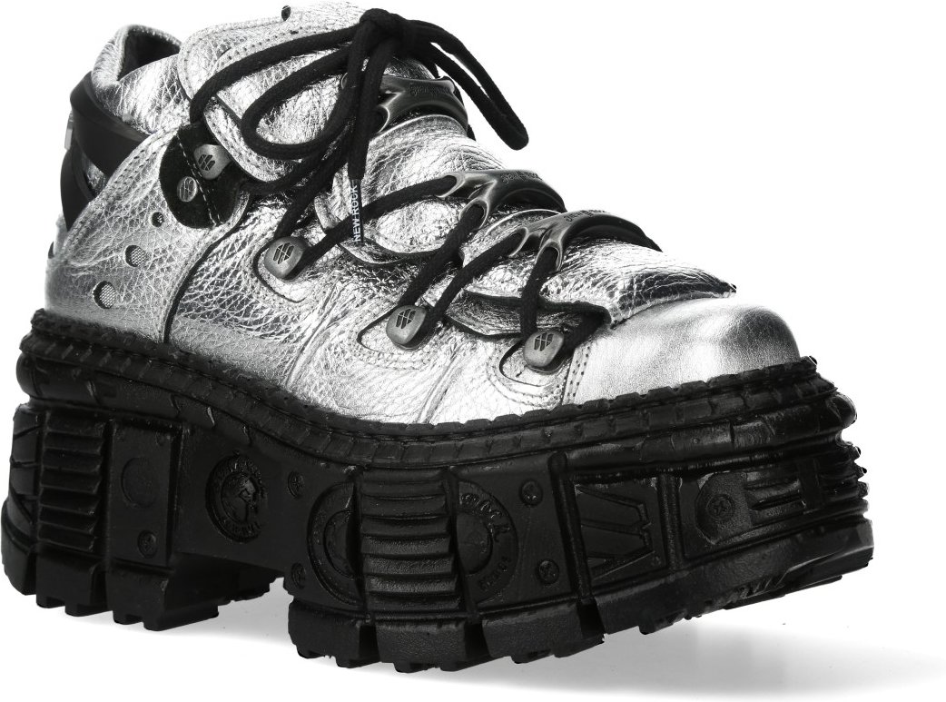 New Rock M-WALL106N-C16 Blau Silber Leder Gothic Urban Rock Stiefeletten