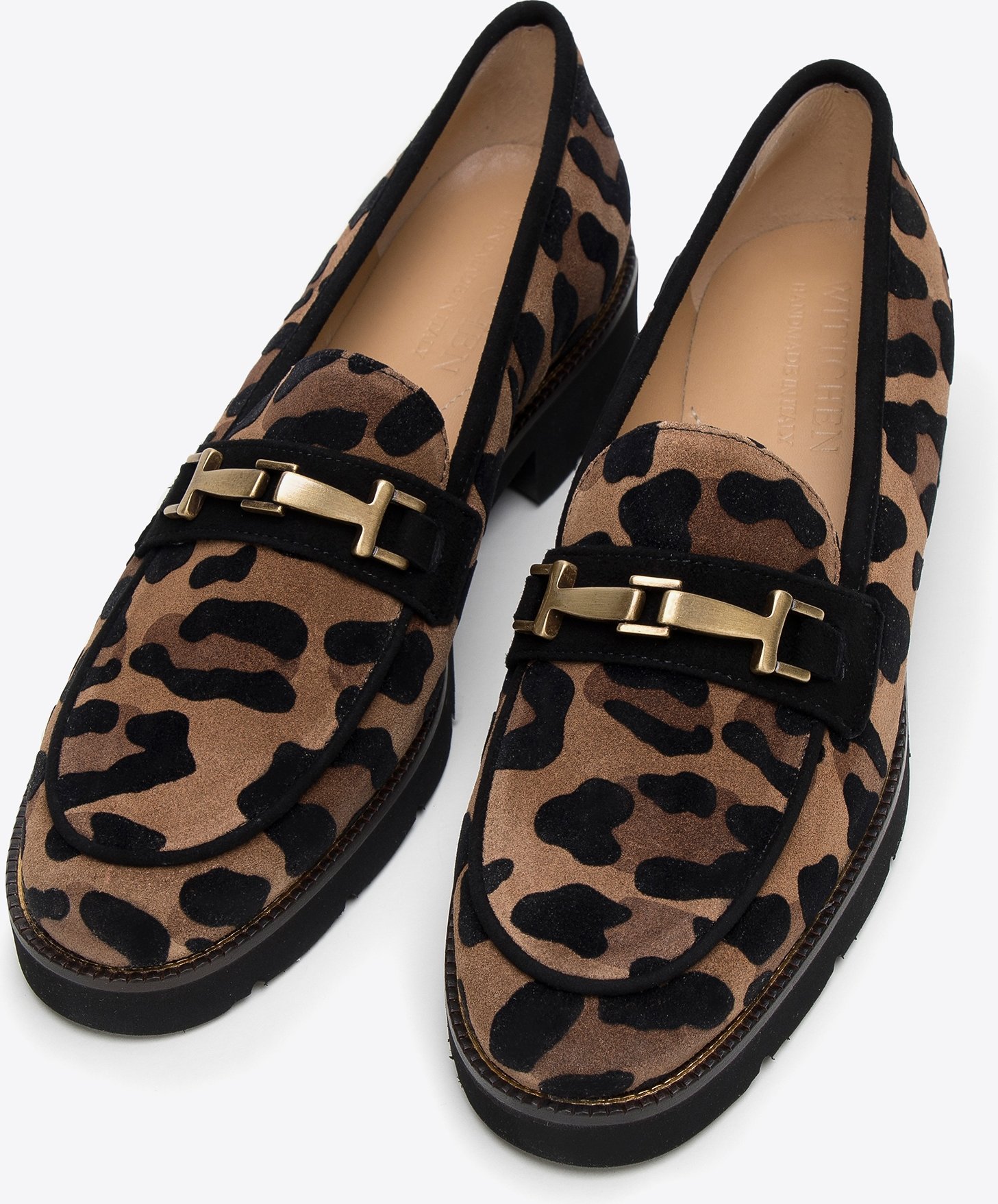 Wittchen Damen-Loafer aus Wildleder mit Leopardenmuster und glänzender Schnalle