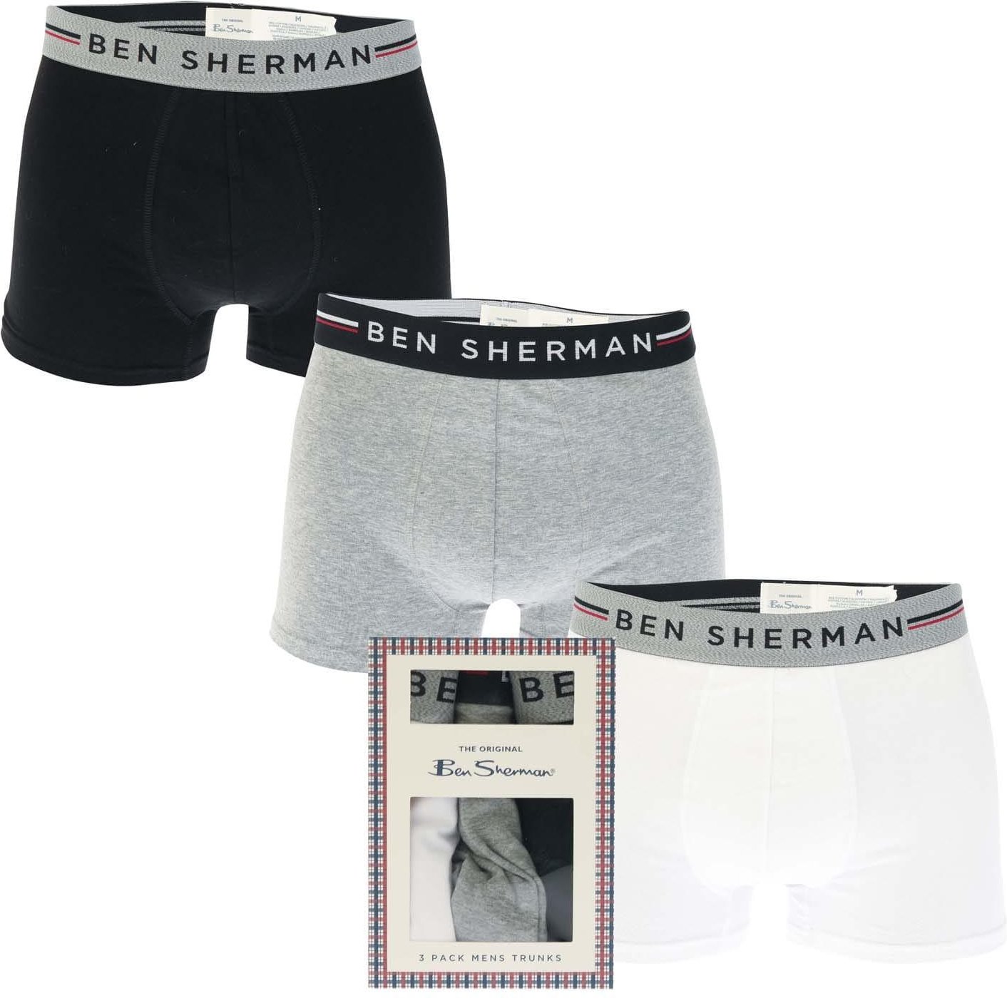 Ben Sherman - "Roman" Boxershorts für Herren(3er-Pack) (Schwarz/Grau/Weiß)