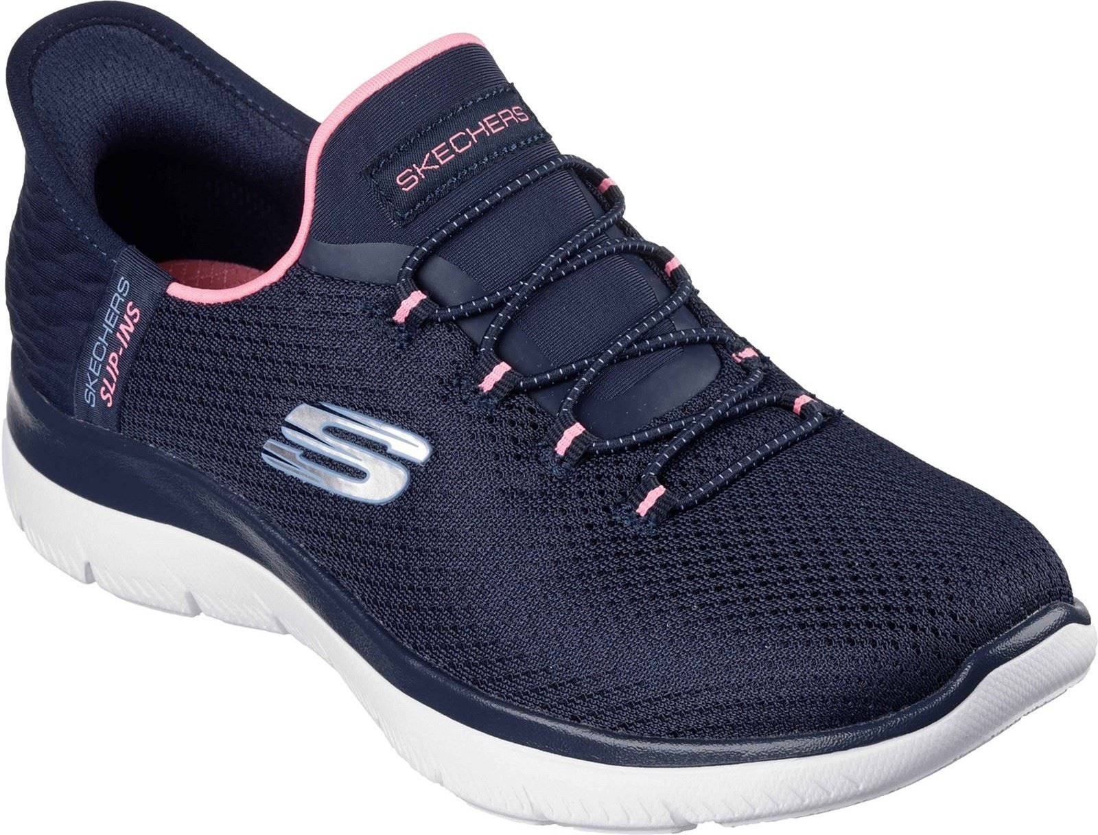 Skechers Summits - Diamond Dream Textil Damen Sneakers Navy/Pink Standard