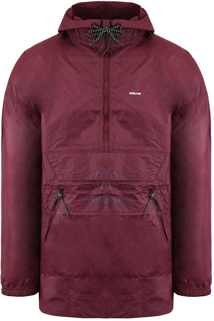 Supra Long Sleeve Pullover Burgunder Mens Old Street Anorak Jacke 102549 554
