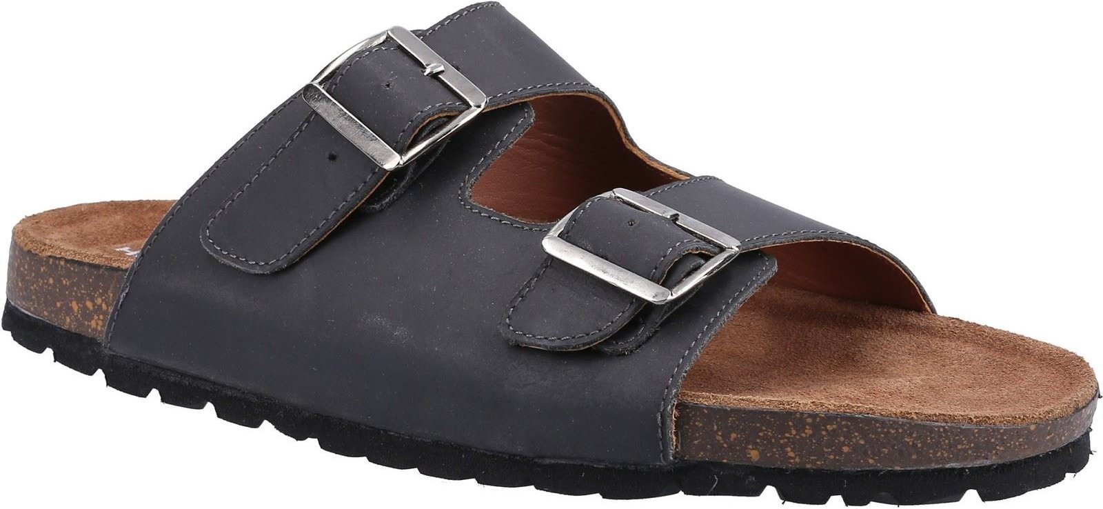 Hush Puppies Nash Slider Leder Herren Schwarz Sandalen